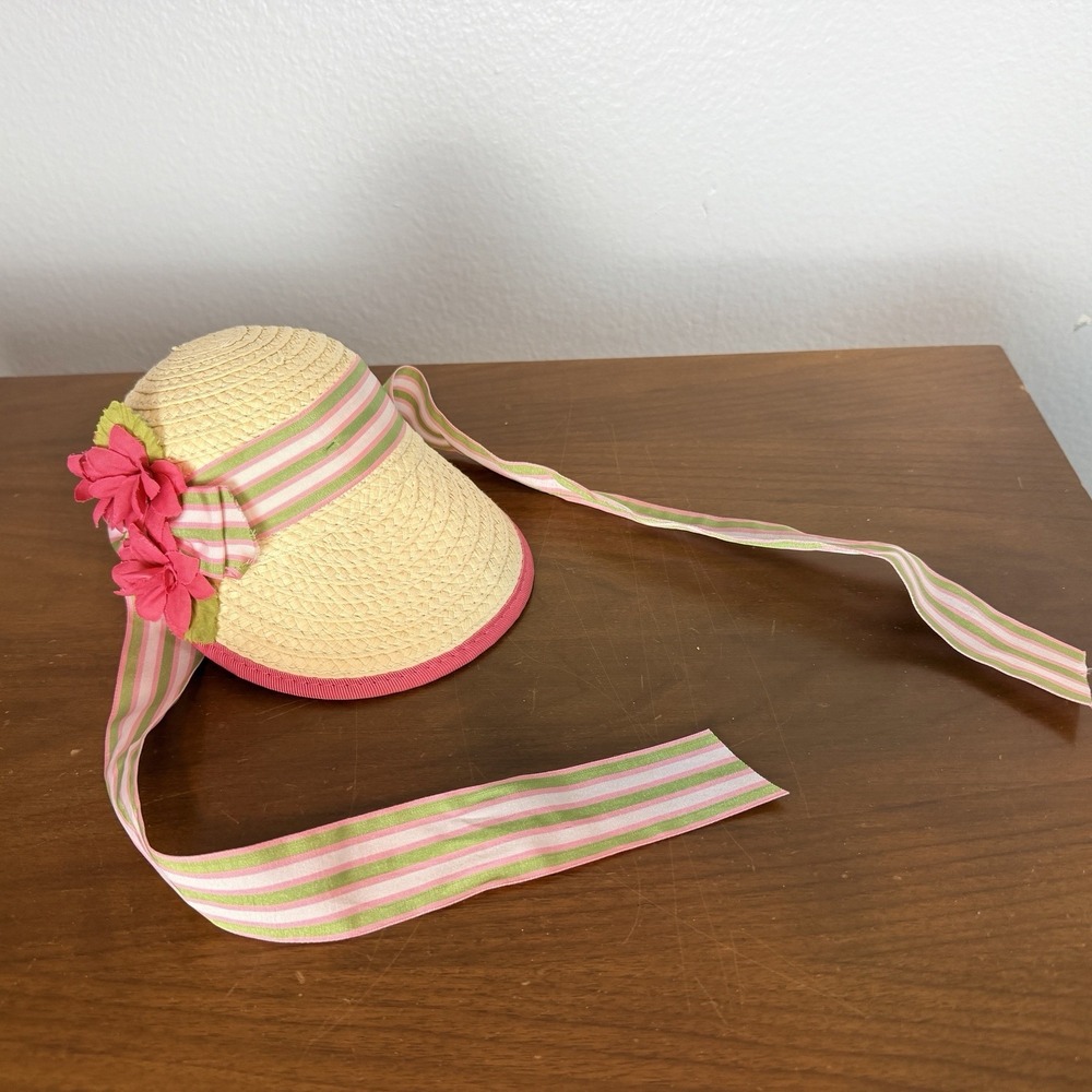 American Girl Caroline Hat Bonnet Doll Accessory Pink Flowers Ribbon Straw Woven